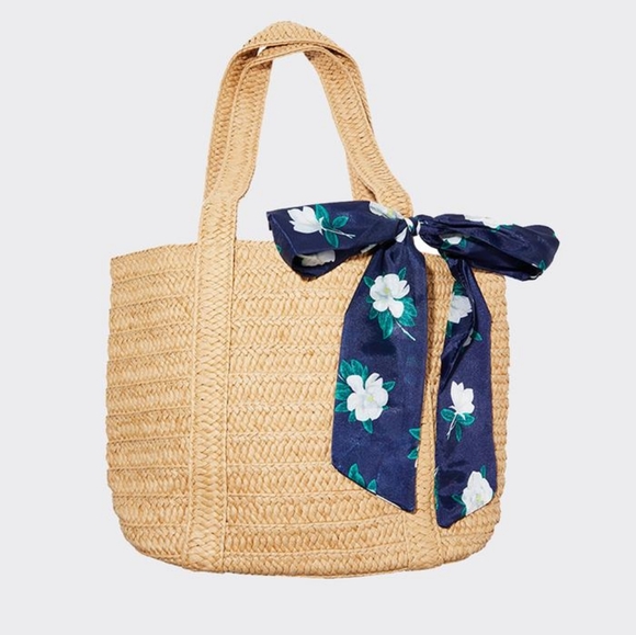 Draper James Handbags - Straw Bag With Floral Scarf